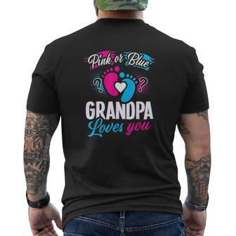 Pink Or Blue Grandpa Loves You Mens Back Print T-shirt | Mazezy