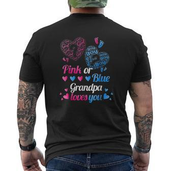 Pink Or Blue Grandpa Loves You Mens Back Print T-shirt | Mazezy