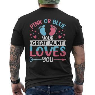 Pink Or Blue Great Auntie Loves You Gender Reveal Men's T-shirt Back Print - Monsterry UK
