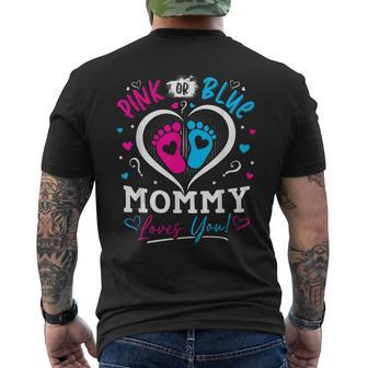 Pink Or Blue Mommy Loves You Gender Reveal Baby Party Men's T-shirt Back Print - Monsterry AU