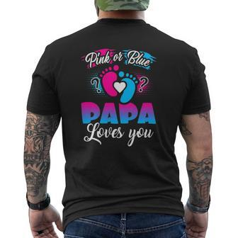 Pink Or Blue Papa Loves You Baby Gender Reveal Mens Back Print T-shirt | Mazezy