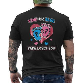 Pink Or Blue Papa Loves You Gender Reveal Announcement Mens Back Print T-shirt | Mazezy