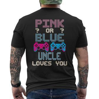 Pink Or Blue Uncle Loves You Video Game Gender Reveal Men's T-shirt Back Print - Monsterry CA