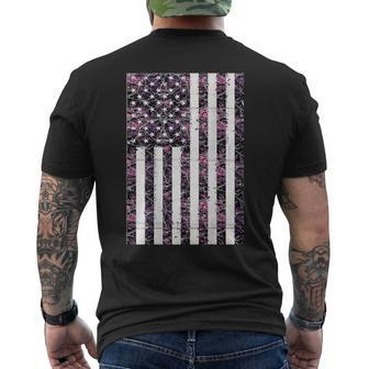 Pink Deer Hunting Camo Camouflage American Flag Back Print Men's T-shirt Back Print - Monsterry