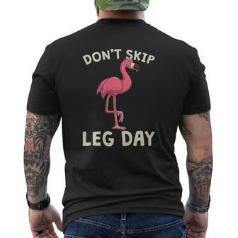 Pink Flamingo Workout Don't Skip Leg Day Gym Fitness Mens Back Print T-shirt | Mazezy
