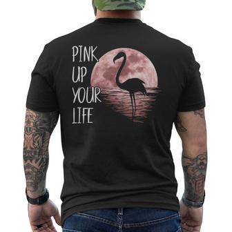 Pink Up Your Life Florida Lawn Flamingos T Men's T-shirt Back Print | Mazezy