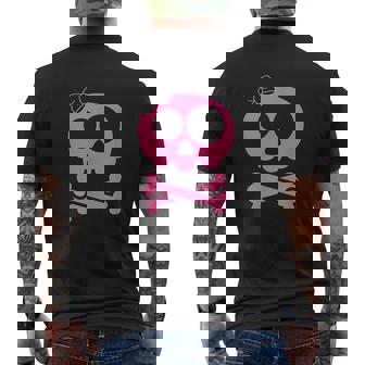 Pink Skull And Crossbones Mens Back Print T-shirt - Thegiftio UK