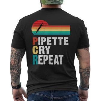 Pipette Cry Repeat Pcr Retro Vintage Dna Lab Scientist Men's T-shirt Back Print - Monsterry