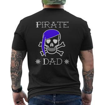 Pirate Dad Jolly Roger Skull Bones Ship Father Mens Back Print T-shirt | Mazezy