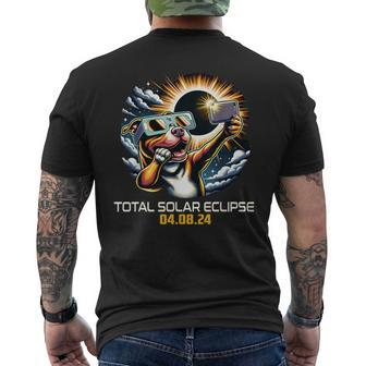 Pit Bull Dog Selfie Solar Eclipse Men's T-shirt Back Print - Seseable