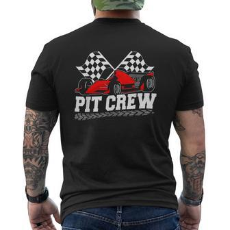 Pit Crew Car Racing Checkered Flag Racing Party Mens Back Print T-shirt - Thegiftio UK