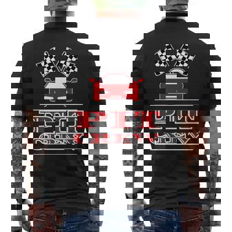 Pit Crew Costume Car Racing Checkered Flag Halloween Mens Back Print T-shirt - Thegiftio