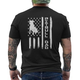 Pitbull Dad Flag Vintage Patriotic Dog Lover Owner Men Mens Back Print T-shirt | Mazezy