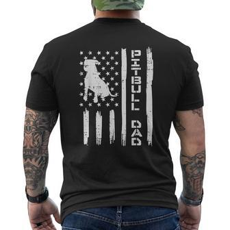 Pitbull Dad Flag Vintage Patriotic Dog Mens Back Print T-shirt - Seseable