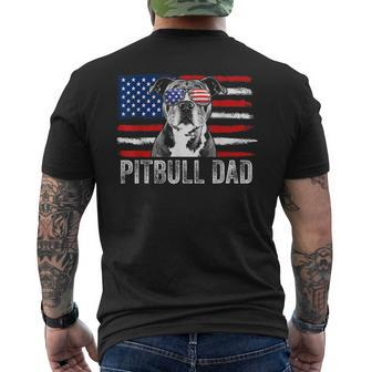 Pitbull Dad Proud American Pit Bull Dog Flag Men's T-shirt Back Print - Monsterry