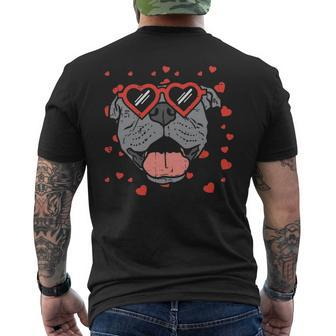 Pitbull Face Heart Glasses Valentines Day Pet Dog Lover Men's T-shirt Back Print | Mazezy