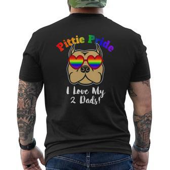Pitbull Gay Pride I Love My 2 Dads Pittie Pride Lbgt Mens Back Print T-shirt | Mazezy