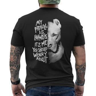 My Pitbull Is Harmless Quote Dog Items Owner Men's T-shirt Back Print | Mazezy