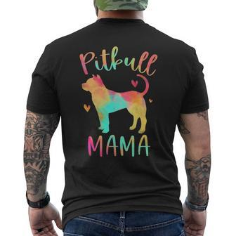 Pitbull Mama Colorful Pitbull Terrier Pittie Dog Mom Men's T-shirt Back Print | Mazezy