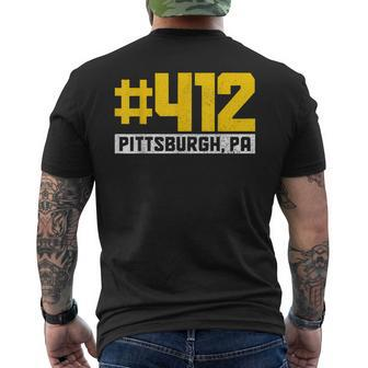 Pittsburgh 412 Area Pennsylvania Yinz Vintage Pride Yinzer Men's T-shirt Back Print - Monsterry DE