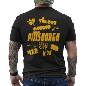 Pittsburgh Retro Yinzer Jagoff 412 Sl City Pride Men's T-shirt Back Print - Monsterry