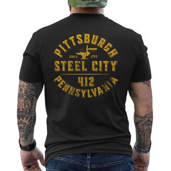 Pittsburgh Pennsylvania Sl City Home 412 Vintage Men's T-shirt Back Print - Monsterry CA