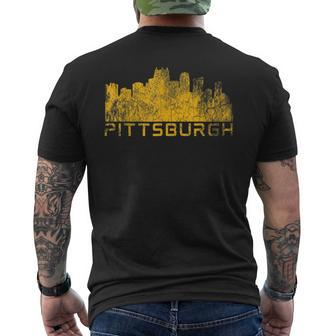 Pittsburgh Sl City Skyline Pennsylvania Pride Vintage Men's T-shirt Back Print - Monsterry UK