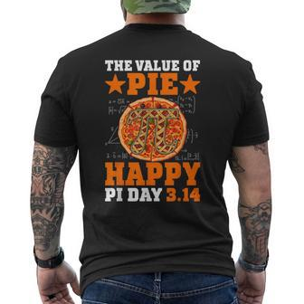 Pizza Math 314 Pi Symbol The Value Of Pie Happy Pi Day Men's T-shirt Back Print | Mazezy