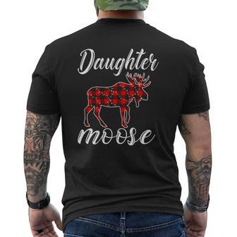 Plaid Daughter Moose Christmas Light Matching Costume Family Mens Back Print T-shirt | Mazezy