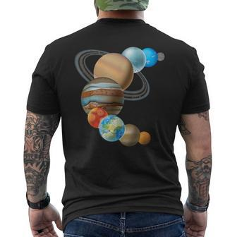 Planets In The Solar System Universe Astronaut Men's T-shirt Back Print - Seseable