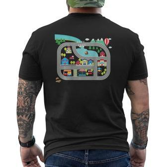 Play Cars On Dad's Back Mat Road Car Race Track Mens Back Print T-shirt | Mazezy CA