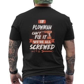 Plowman Name Plowman Family Name Crest Mens Back Print T-shirt | Seseable UK