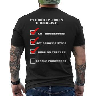 Plumber's Daily Check Lis Men's T-shirt Back Print | Mazezy