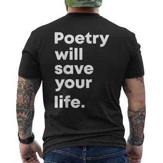 Poetry Will Save Your Life Poet Poem Literacy Writer Men's T-shirt Back Print - Monsterry UK