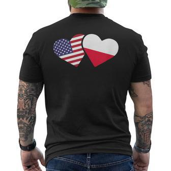 Poland Usa Flag T Heart Polish American Love Men's T-shirt Back Print - Monsterry AU
