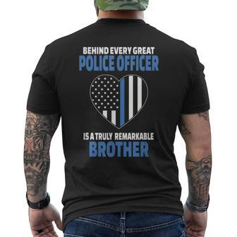 Police Officer Brother Cute Heart Flag Men's T-shirt Back Print - Monsterry UK