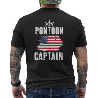 Pontoon Captain Flag Of America Sailor Fisherman Dad Mens Back Print T-shirt | Mazezy UK