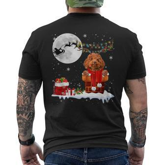 Poodle Christmas Tree Lights Pajama Dog Lover Santa Xmas Mens Back Print T-shirt - Seseable