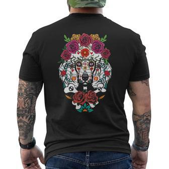 Poodle Dia De Los Muertos Day Of The Dead Dog Sugar Skull Men's T-shirt Back Print | Mazezy