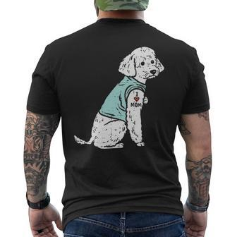 Poodle I Love Mom Tattoo Cute Pet Dog Owner Lover Men's T-shirt Back Print | Mazezy