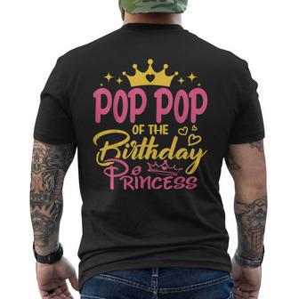 Pop Pop Of The Birthday Princess Girls Party Family Matching Men's T-shirt Back Print - Seseable