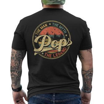 Pop The Man The Myth The Legend Distressed Fathers Day Men's T-shirt Back Print - Monsterry AU