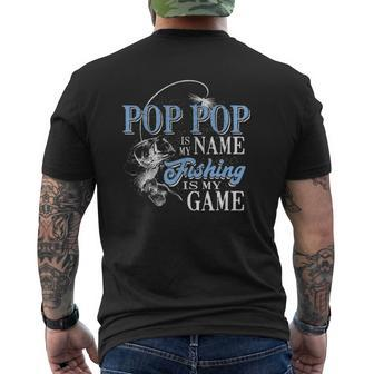 Pop Pop Is My Name Fishing Game Father's Day Mens Back Print T-shirt | Mazezy