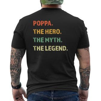 Poppa The Hero The Myth The Legend Father's Day Mens Back Print T-shirt | Mazezy