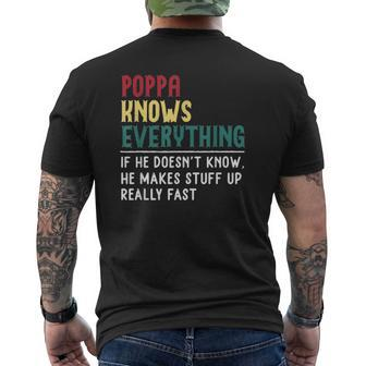 Poppa Know Everything Father Day Poppa Grandpa Mens Back Print T-shirt | Mazezy