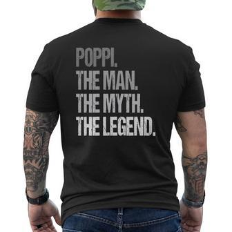 Poppi The Man The Myth Legend Father's Day Mens Back Print T-shirt | Mazezy