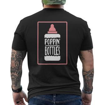 Poppin Bottles First Time New Dad Baby Announcement Tee Mens Back Print T-shirt | Mazezy