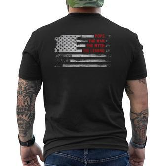 Pops The Man Myth Legend American Usa Flag Father’S Day Mens Back Print T-shirt | Mazezy