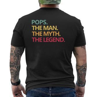 Pops The Man The Myth The Legend Father's Day Dad Mens Back Print T-shirt | Mazezy