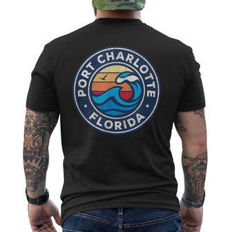 Port Charlotte Florida Fl Vintage Nautical Waves Men's T-shirt Back Print - Monsterry AU